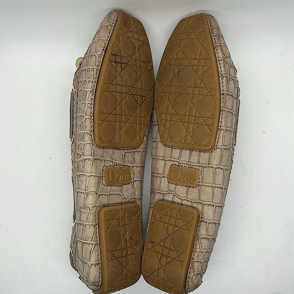 Christian Dior Tan Snakeskin Print Leather Ballet Flats Shoes **Sz 40/US 10** - Picture 9 of 11